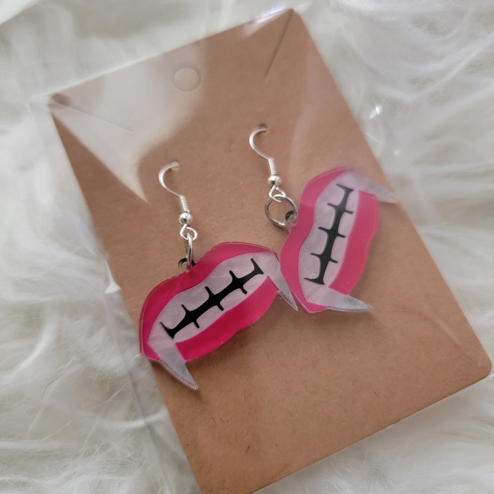 Pink Vampire Lips Earrings